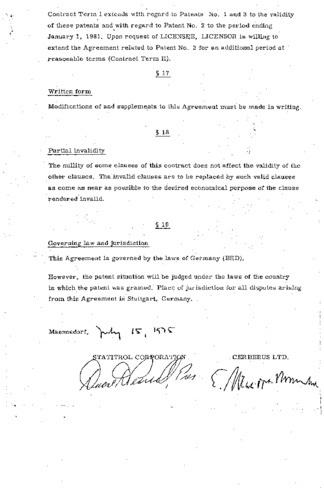License Agreement Between Statitrol and Cereberus Ltd. thumbnail